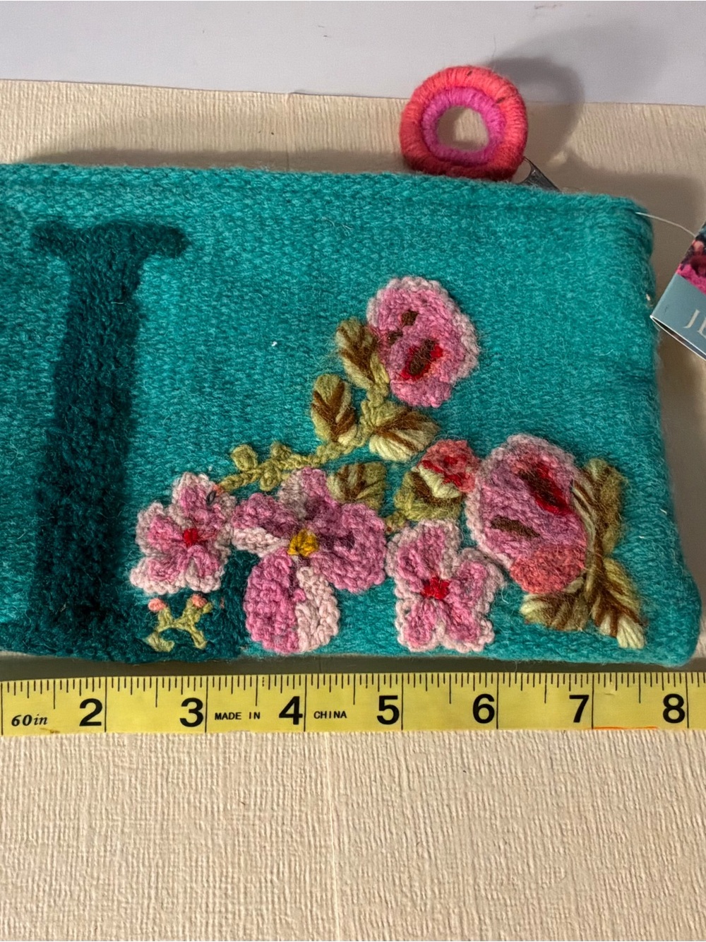 NWT…JENNY KRAUS …Embroidered WooL makeup bag
